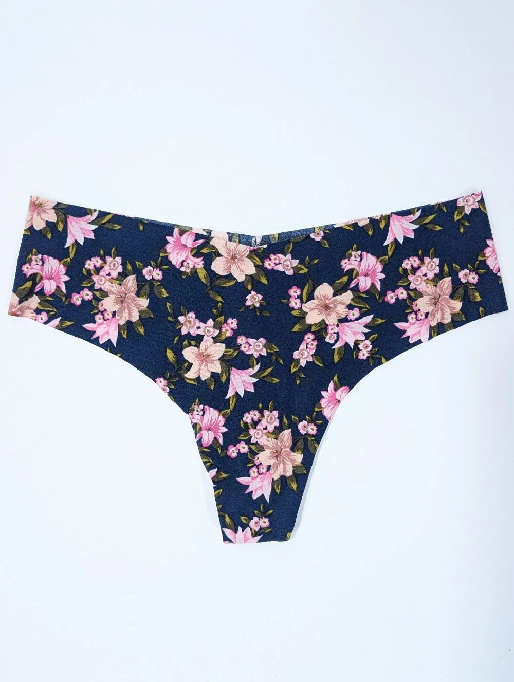 Victoria's Secret No Show Thong Large New Women Stretch Panty Midnight Lillies